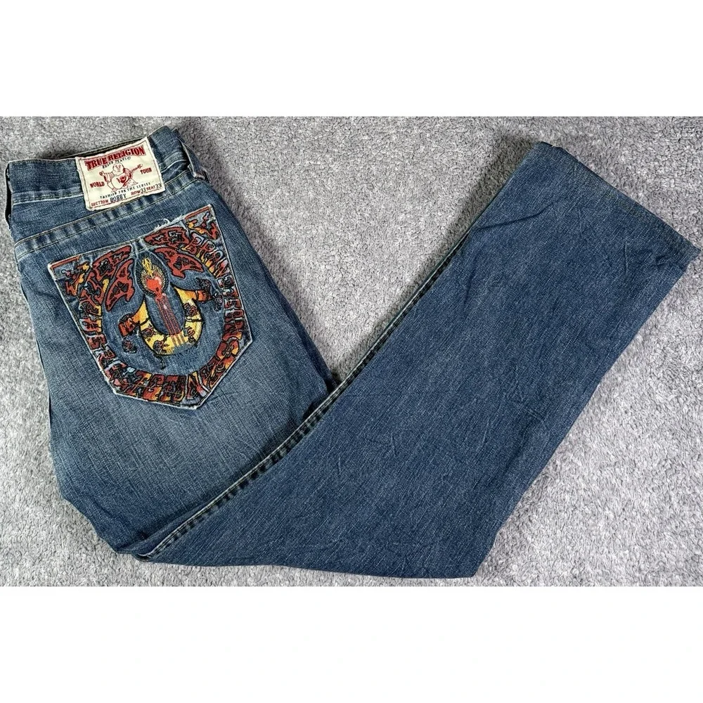 Vintage RARE True Religion Jeans Men 35x31 Bobby Embroidered Pocket Y2K USA Made